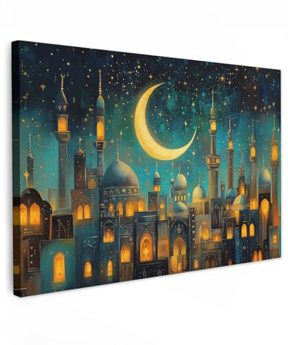 MuchoWow© Wandbilder Groß XXL Schlafzimmer Home Deko Wohnung Bild | 120x80 cm - Wohnzimmer Fotoleinwand Wand Islamische Bilder Leinwand Wall Decor Islamisch - Moschee - Ramadan - Islam