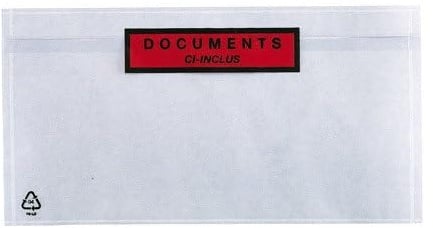 Pochette porte-document autoadhésive plastique 228 x 120 mm - Carton de 1000