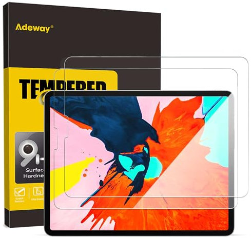Adeway 2 Pack Protector de Pantalla para iPad Pro 12.9 pulgadas 2022-2018(6th/5th/4th/3rd Gen), Vidrio Templado, Resistente a Rasguños, Visualización Clara, Compatible con Apple Pencil