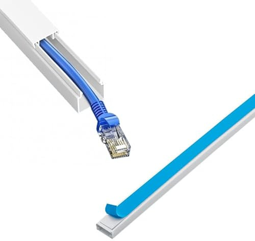 Cable Trunking for Wires Self Adhesive White Plastic Cable Cover - Mini Trunk 16mm x 16mm x 1 Metre Length
