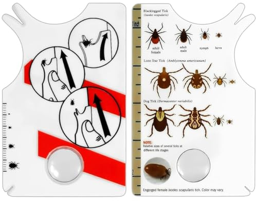 Scheda di Rimozione Delle Zecche,Tick Remover Card,Carte Rimuovi Zecche con Lente D'ingrandimento,Perfetta per La Rimozione Delle Zecche,per Cani,Gatti e Persone,Ideale per Le attività all'aperto