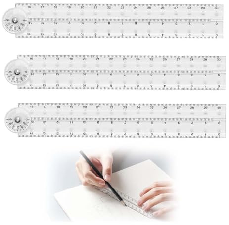LKJAUOZ Regla plegable de plástico de 4 piezas, flexible y flexible, para estudiantes, papelería, niños, multifuncional, para oficina, aprendizaje escolar, dibujo, regla de dibujo infantil.