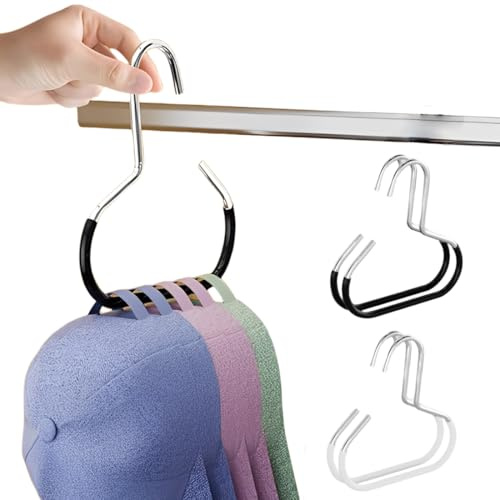4 Stück Cap Halter, Basecap Halterung, Kappen Aufbewahrung, Huthaken, Mützenhalter, Kappen Aufbewahrung, Geeignet für Mützen, Schals, Krawatten, Handtücher, Handtaschen (Schwarz und Weiß)
