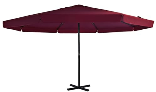 Ziaphsol Sonnenschirm Bordeauxrot 500x300 cm, Aluminium-Mast, UV-Schutz, Kurbelmechanismus, für Garten, Terrasse, Pool, inklusive Ständer