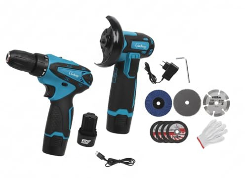 Kit Avvitatore a Batteria 12V + Mini Smerigliatrice Compatta – Set Completo con Accessori e 2 Batterie, Ideale per Casa, Fai da Te e Bricolage