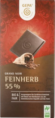 GEPA Bio Grand Noir Feinherb, 55% Cacao, 2er Pack (2 x 100 g Packung)