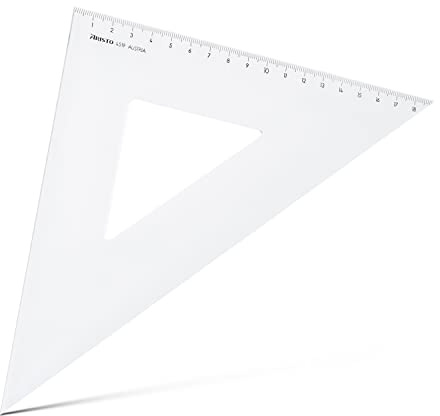 Aristo AR4519 Dreieck 45° (Kathete 190mm, Hypotenuse 269mm, abriebfeste Tiefprägung der Teilung, Plexiglas) transparent