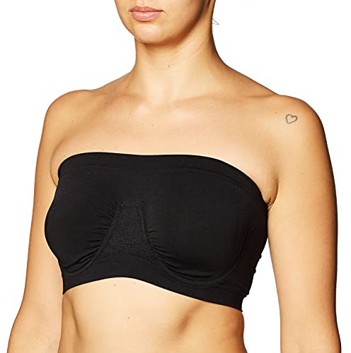 Rhonda Shear Women's Angel Seamless Underwire Bandeau Bra, Opaque, Black, M
