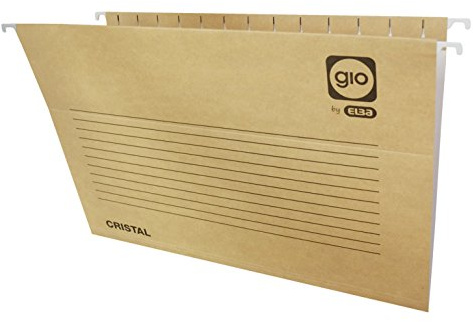 Elba Gio, Carpeta Colgante A4, Cartulina Kraft Bicolor 240 gr, Varilla Flex Metal, Pack 25 Carpetas