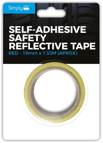 Simply RT1 Red Self-Adhesive Safety Reflective Tape - 19mm x 153m - High Visibility - Adheres to Most Surfaces - Multiple Applications