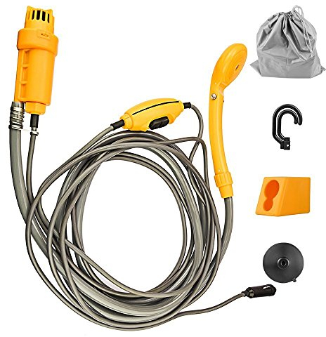 WOLFWILL Alcachofa Duchas Pistola Rociadora, DC 12V Portátil Auto Coche Perro Ducha en Aire Libre Ideal para el Camping, el Coche o Lavar al Perro