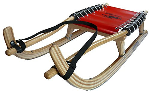 German Luge Freizeitrodel 120 cm Doppel-Farbe natur/Rennschiene/Sitz rot