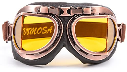 evomosa Motorradbrillen Vintage Cruiser Scooter Goggle Outdoor-Sandbrille Bike Racer Cruiser Touring Brillen (Copper, Yellow)