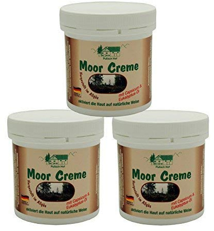 3 x 250 ml Moor Creme vom Pullach Hof zur Pflege von Rücken, Nacken und Haut mit Capsicum und Eukalyptus-Öl