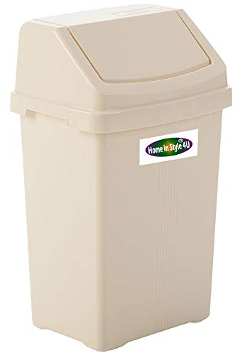 Plastic Swing Rubbish Bins 8 15 25 50 Liter Waste Dust Home Kitchen New (Cream/Calico, 50 Ltr)