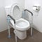 OasisSpace Stand Alone Toilet Safety Rail - Heavy Duty Medical Toilet Safety Frame for Elderly, Handicap and Disabled (White-Blue)