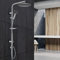 ECD Germany Duschsystem Duscharmatur Edelstahl Ovale Duschstange Runde Schwarze Kopfbrause Handbrause mit Anti-Kalk Düsen Duschschlauch, Montagematerial Duschset Regenduschset Regendusche Duschkopf