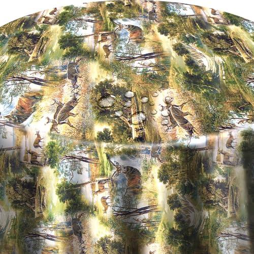 Wachstuchtischdecke Wachstuch Tischdecke Gartentischdecke Rund Oval Jagd Wild Oval ca. 140 x 200 cm abwaschbare Wachstischdecke
