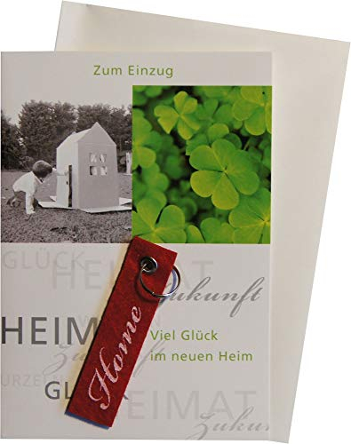 Perleberg Lifestyle Einweihungskarte - Bilder mit Filz-Schlüsselanhänger - 11,6 x 16,6 cm