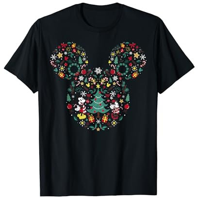 Disney Mickey & Friends Ohren mit Weihnachtssymbole Kurzarm T-Shirt