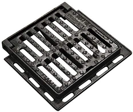 Jardibric - Grille de Drainage Plate avec Cadre en Fonte Ductile Classé C250 (300 x 300 mm) - Articulation antivol par système Elástic1 - Conforme à la Norme Européenne UNE EN-124