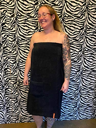Paréo de sauna XL pour femme brodé avec nom, serviette de sauna avec élastique et fermeture Velcro, serviette de sauna XL pour femme (noir)