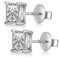 Square Diamond Earrings Men Stud Earrings Screw Back Men Diamond Earrings Princess Cut Earrings CZ Diamond Stud Earrings for Men CZ Earrings Cubic Zirconia Earrings Sterling Silver Men Earrings 6MM