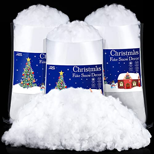 Ruisita 3 Beutel Weihnachten Kunstschnee Kunstschnee 750 g Flauschige Schneefaser für Schneedecke, Weihnachtsbaumdekoration, Urlaub und Winter Displays