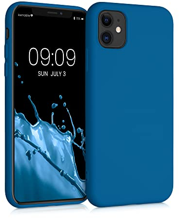 kwmobile Hülle kompatibel mit Apple iPhone 11 Hülle - gummierte TPU Silikon Handyhülle - Schutzhülle für kabelloses Laden - Case in Blue Reef