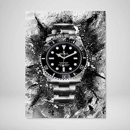 DEVICI Wandbilder – Rolex Submariner Black – Wandbilder Wohnzimmer, Büro, Bilder Leinwand, Poster & Kunstdrucke, Wanddekoration Wohnzimmer