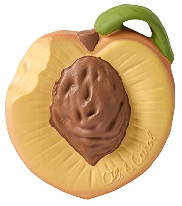 Oli & Carol Baby-Beißring aus Naturkautschuk – Geschenk für Babys 0–3 6 Monate, 1 Jahr – Palm Peach