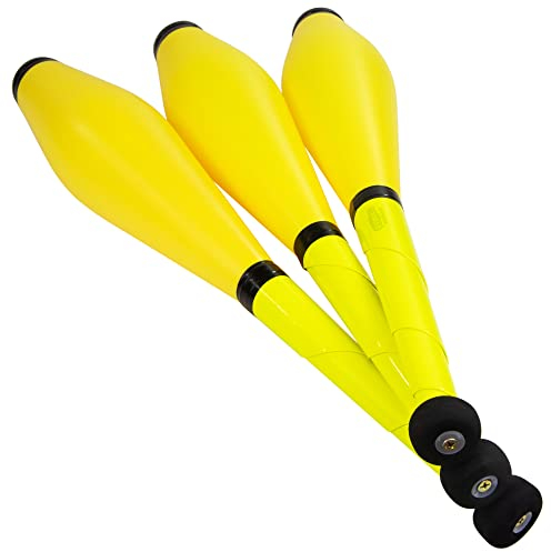 Juggle Dream Neon UV Street Jonglierkeulen 3er Set Tolle Trainerkeule - Jonglierset für Anfänger und Fortgeschrittene Jongleure (Alles Gelb)