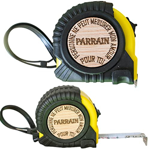 ERNESTINE - Mètre ruban je t'aime parrain - cadeau parrain choix annonce grossesse - cadeau parrain accessoire homme - mètre pliant personnalisable famille - cadeau homme anniversaire Noël naissance