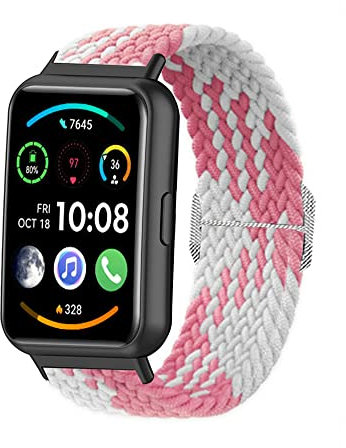 Feysentoe Bracelet pour Huawei Watch FIT 2 Bande de Remplacement de Montre. (rose et blanc)