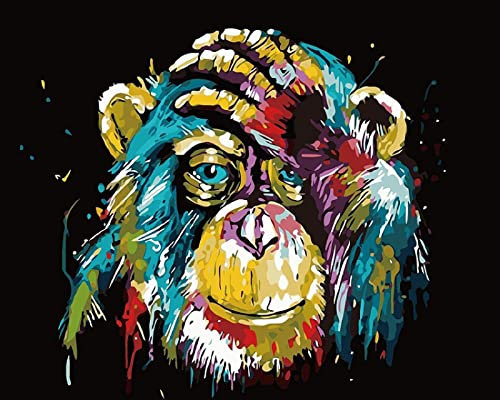 PNDGMCSY Peinture par Numero Adulte Singe gorille coloré avec Brosses et Peintures Acryliques DIY Ensemble Complet Peinture à l'huile Kit pour Enfants et Adultes 40x50Cm