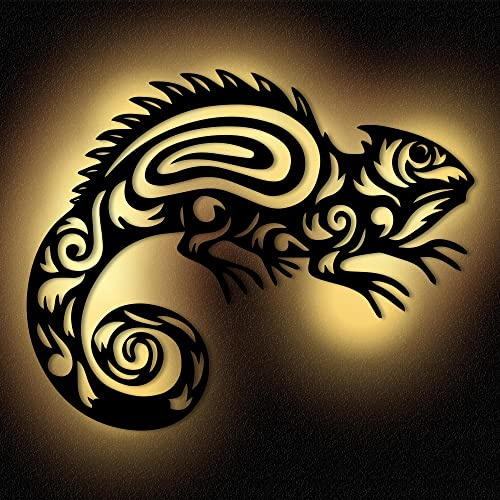 Namofactur Led Eidechse Echse Gecko Wand Deko Dekoration I Mit Edelstahl Wandhalter I Batteriebetrieb