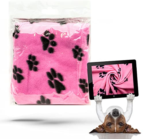 1 coperta per cani, lavabile, con impronte di zampe, coperta per cani e gatti, in morbido pile caldo, con animali domestici, per cuccioli (rosa, 70 x 73 cm, confezione da 1)