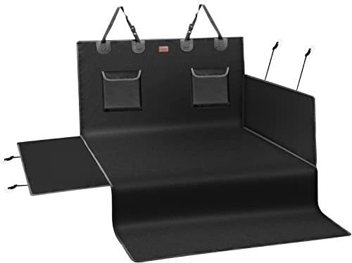 KINGSLEEVE® Car Boot Protector, 185x171cm, Black | Water-Repellent Cover, 600D Oxford Polyester, Universal Protective Mat for Dogs, Side Bumper Protection, Easy Care
