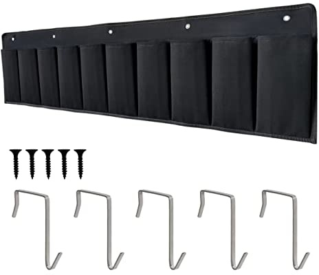 RVZONE RV Shoe Pockets 10 Pockets Heavy Hanging Bedside Storage Organizer with Sturdy Hooks Storage Pockets Hangs on bed for Shoes Toys and Tool Accessories