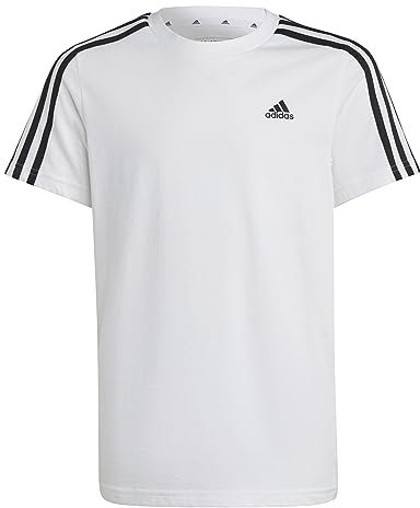 adidas Unisex Kinder Essentials 3-Stripes Cotton Tee, White/Black, 11-12 Years
