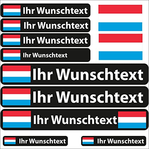 INDIGOS UG Fahrrad Aufkleber Luxemburg - 13 Fahnenaufkleber glatt - Sticker selbst gestalten - Fahrrad - Auto - Motorrad - Namensaufkleber wasserfest personalisiert - Wunschtext
