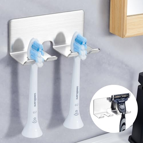WAYASI Zahnbürstenhalter Elektrische Zahnbürste Wand Ohne Bohren Elektrische Zahnbürste Halterung SUS304 Edelstahl Zahnbürstenkopf Halter Aufsteckbürsten Halter Aufbewahrung Zahnbürsten Halter