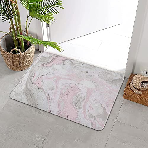 ERICAT Badteppich rutschfeste,Rosa Feminine abstrakte Tinten-Marmor-Grau-Muster-künstlerischer Klecks,Wasserabsorbierend Badematte maschinenwaschbar Badvorleger für Dusche,Badewanne,40x60cm