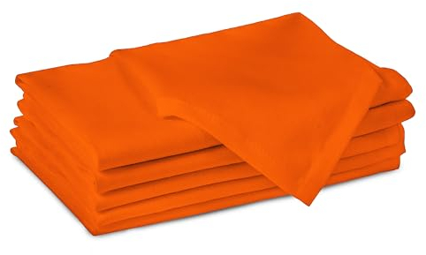 Encasa XO Baumwollstoffservietten | 6er-Set | Größe 43x43 cm | Orange Volltonfarbe | Waschmaschinenfest