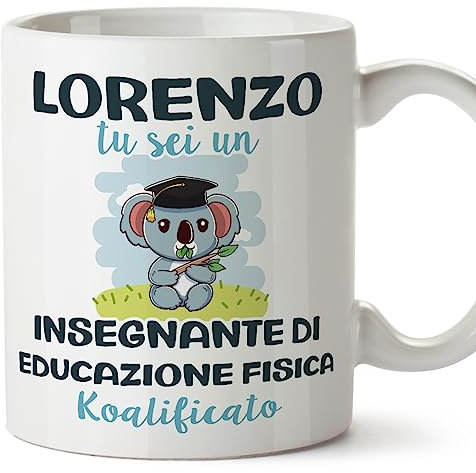 MUGFFINS Tazas Personalizadas para PROFESOR DE EDUCACION FÍSICA - En Italiano - Koalificati Personalizzati - 11 oz / 330 ml - Regalo Personalizable original y divertido