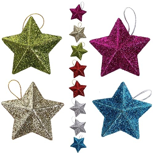 ifundom 12stücke Teiliges Hängeornamente für Weihnachtsbaum Weihnachtssterne Christbaumschmuck zum Aufhängen Weihnachtsdekoration für Fenster Tür und Wand