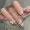 False Nails,24PCS Long French Press on Nails with Glue,Butterfly Rhinestones Stick On Nails with Glitters for Women Girls Nail Art Accessories (B Butterfly)