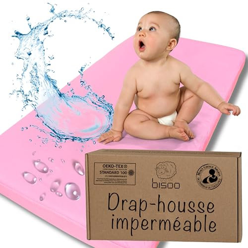 Bisoo Drap Housse Cododo 50x83 / 50x80 Impermeable - Drap Housse Berceau Alese Protege Matelas Bebe Reglable Compatible Chicco Next to Me Iora - 100% Jersey Oeko-Tex - 1 Drap Rose 83x50 CM