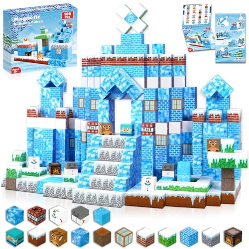GraceDuck Magnetic Blocks - 100PCS Blocks Build Castle - Magnetic Toys for Montessori Toddler Christmas Birthday Gifts - STEM Sensory Toys for 3 4 5 6 7 8 9 10 Year Old Girls