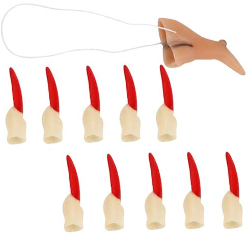 BRIGHTFUFU 11pcs Halloween Zombie Nails Witch Nose Scary Masquerade Props for Parties Comfortable Fit for Fingers Halloween Decorations and Prank Accessories